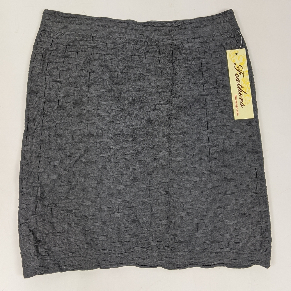 Feathersgirl Nylon Gray Stretch Textured Skirt M L